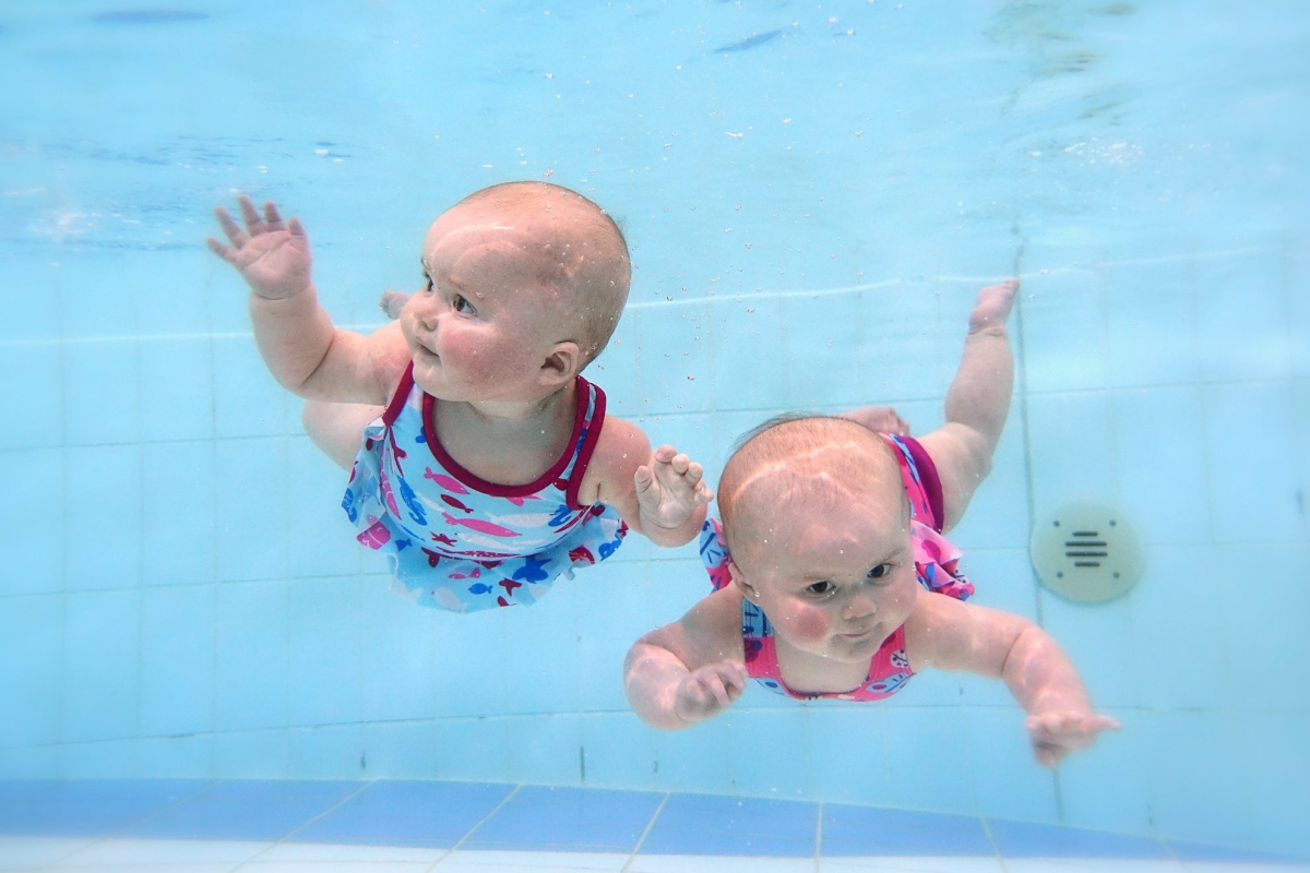 Babies swimming